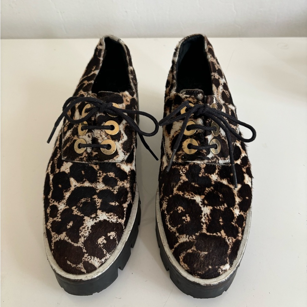 Sandro leopard print lace up Oxford shoes